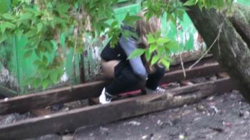 Blonde White Girl Public Peeing